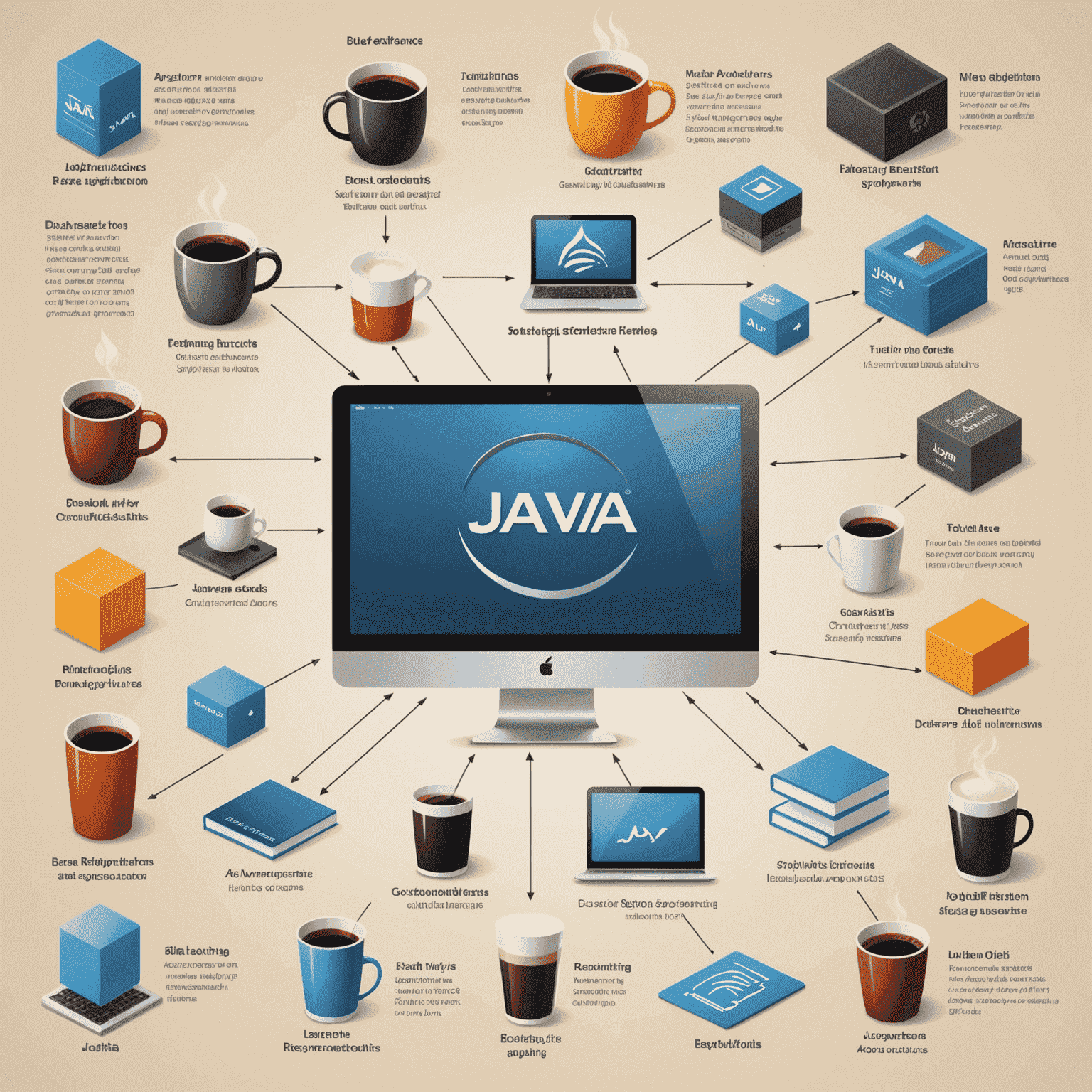 Диаграмма, показывающая различные области применения Java: от мобильных приложений до корпоративных систем